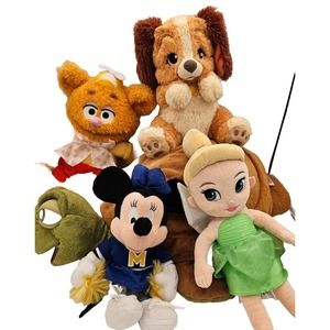 Disney Minnie Mouse Fozzie Bear Tinkerbell Lady & Crush Plush GUC LOT OF 5